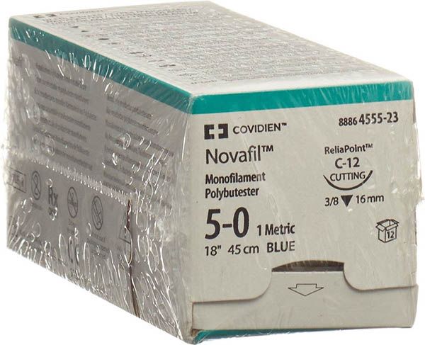 NOVAFIL 45cm bleu C-12 5-0 12 pièces