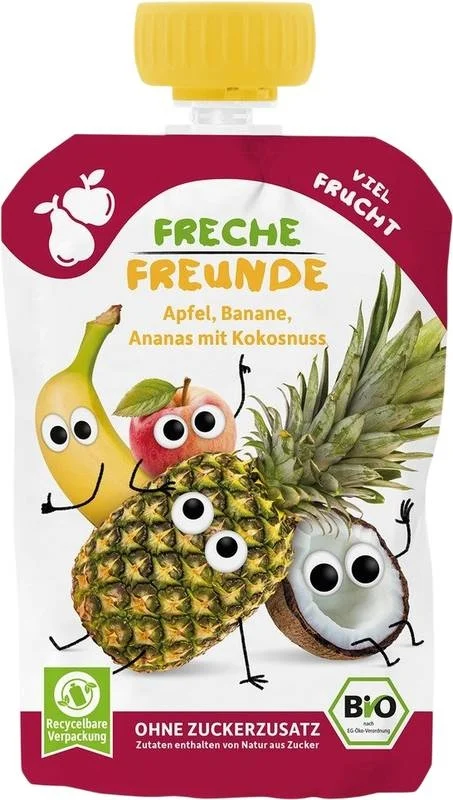Pomme, banane, ananas, noix de coco 100g