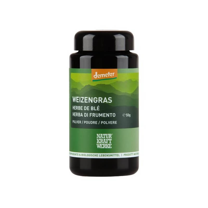 NaturKraftWerke poudre d'herbe de blé Demeter 50g NaturKraftWerke poudre d'herbe de blé Demeter 50g