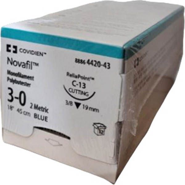 NOVAFIL 45cm bleu C-13 3-0 12 pièces