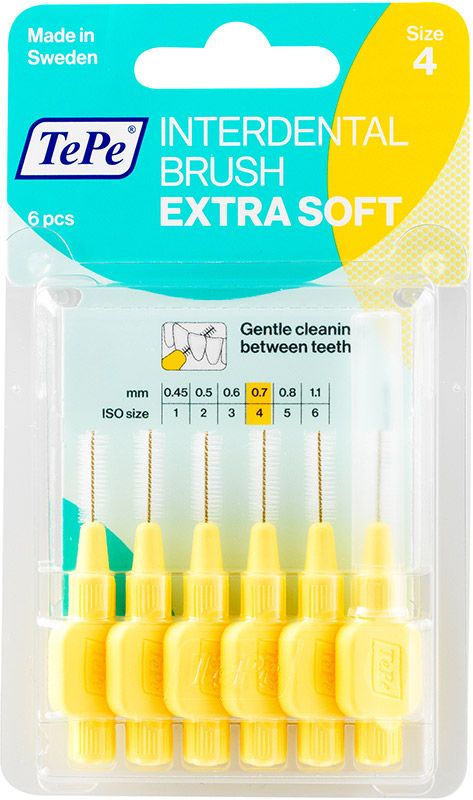 Brosse interdentaire TePe 0.7mm x-soft jaune 6 pièces