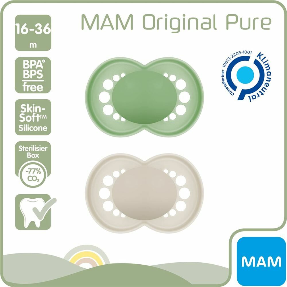 Sucette MAM Original Pure silicone 16-36 mois 2 pièces Sucette MAM Original Pure silicone 16-36 mois 2 pièces