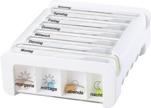 Anabox Medidispenser compact 7 jours blanc 4 compartiments allemand/français/italien