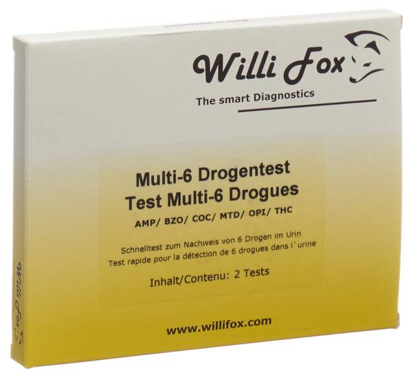 Willi Fox Test de dépistage de drogues Multi 6 drogues urine 2 pièces Willi Fox Test de dépistage de drogues Multi 6 drogues urine 2 pièces