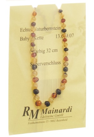 MAINARDI Nature Ambre 32cm coloré Boucle en argent