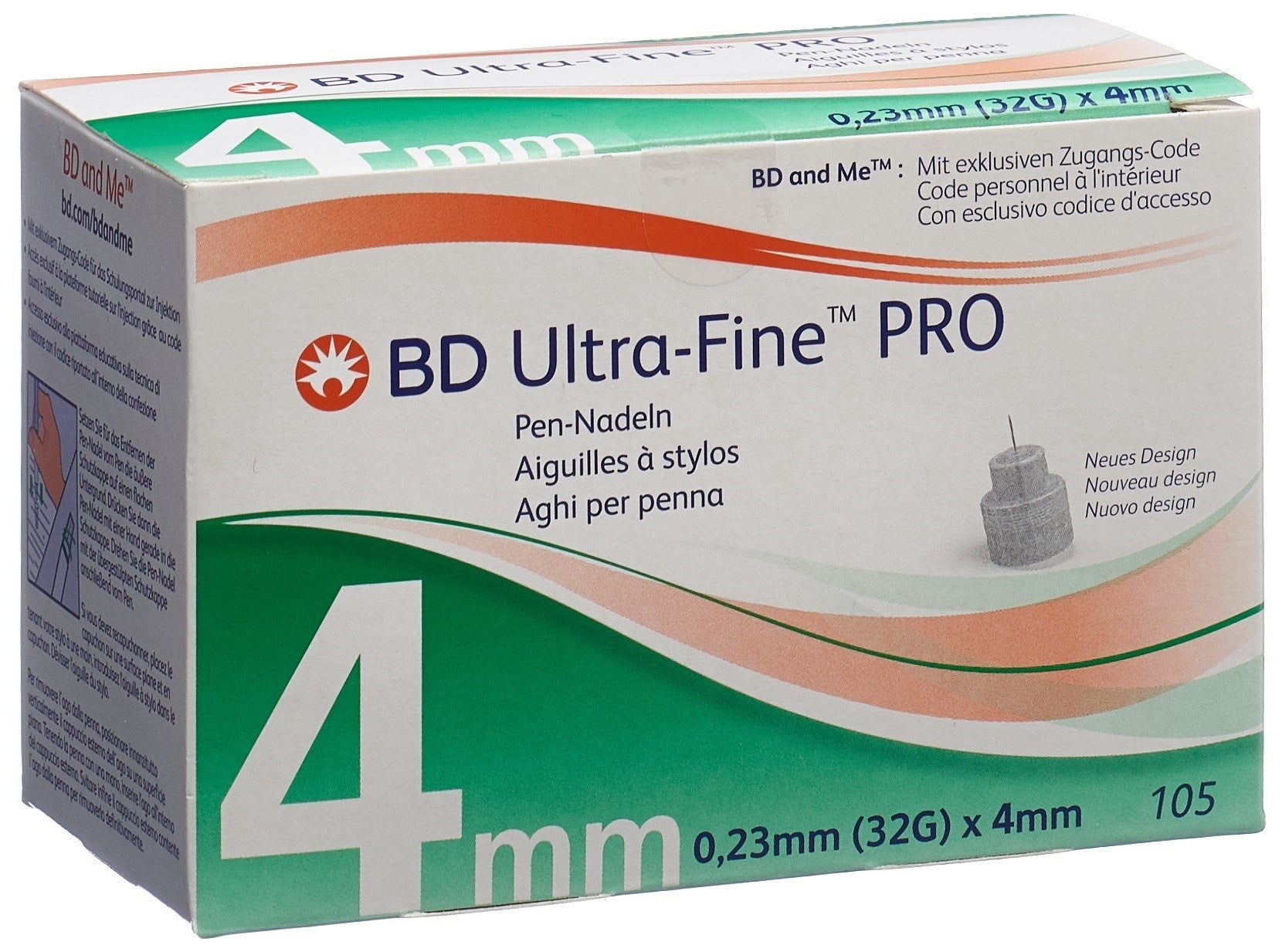 Aiguille BD ULTRA-Fine PRO Pen 32G 0.23x4mm 105 pièces