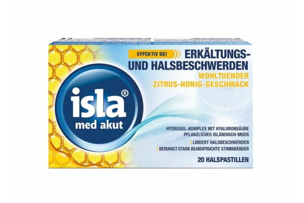 Isla Med akut Pastilles au miel et aux agrumes 20 pièces Isla Med akut Pastilles au miel et aux agrumes 20 pièces