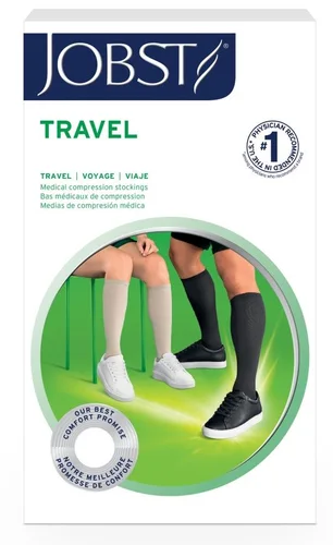 Chaussettes JOBST® Travel, mi-bas, 15–20 mmHg, taille 1, gris naturel, 1 paire