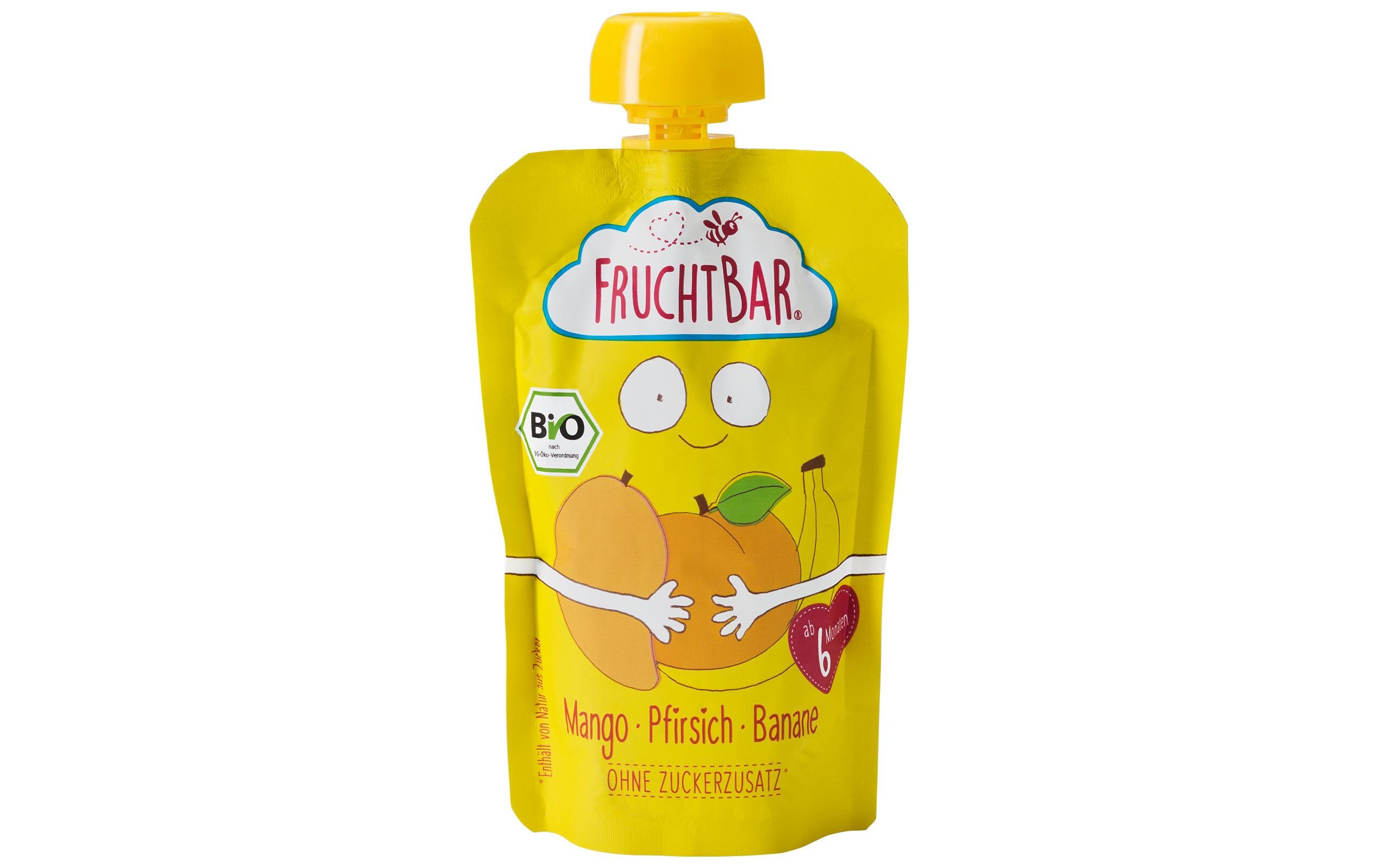 Fruchtbar Purée de fruits bio mangue pêche banane 100g