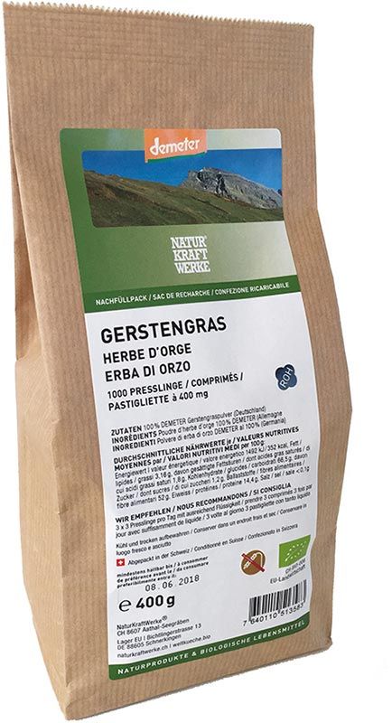NATURKRAFTWERKE Herbe d'orge Press Demeter 1000 pièces NATURKRAFTWERKE Herbe d'orge Press Demeter 1000 pièces