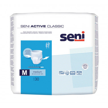Seni Active Classic culotte à usage unique M respirante tour de hanches 80-110cm 5.5 gouttes Btl 30 pièces