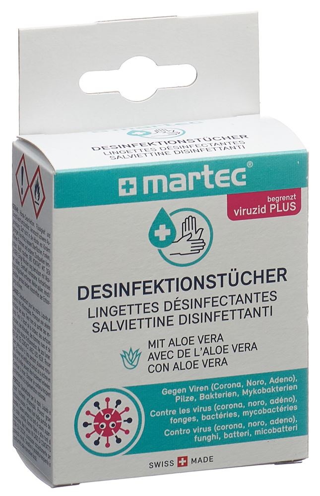 Lingettes désinfectantes Martec à l'aloe vera 10 pièces Lingettes désinfectantes Martec à l'aloe vera 10 pièces