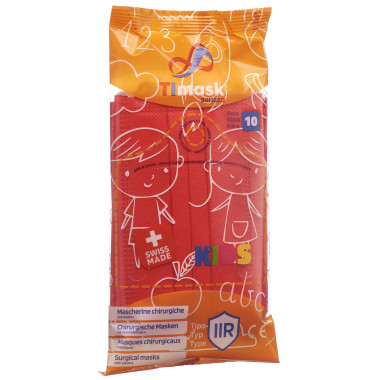 TImask masque médical jetable type IIR KIDS rouge 10 pièces