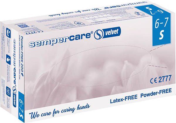 Sempercare velvet S non stérile non poudré 200 pièces