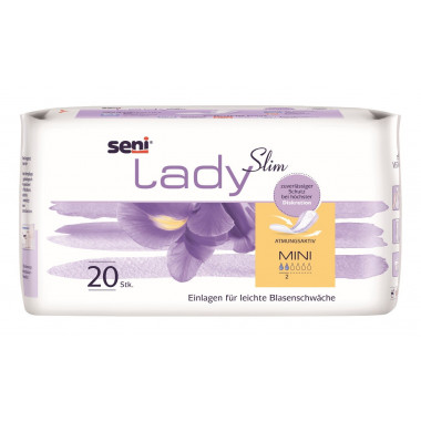 Seni Lady Slim Mini Protections anatomiques respirantes 9.5x22.5cm 2 gouttes 20 pièces