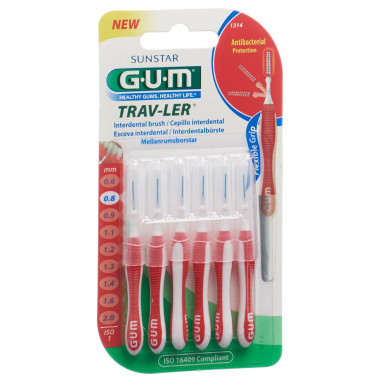 GUM Trav-Ler 0.8mm ISO 1 cylindric rouge 6 pièces