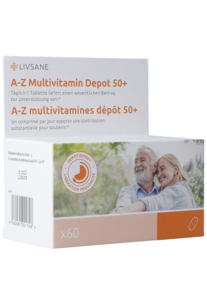 Livsane A-Z Multivitamin Depot 50+ Tabl. 60 pièces Livsane A-Z Multivitamin Depot 50+ Tabl. 60 pièces