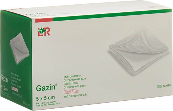 Compresse de gaze Gazin 5x5cm 8 fois stérile 50 x 2 pièces