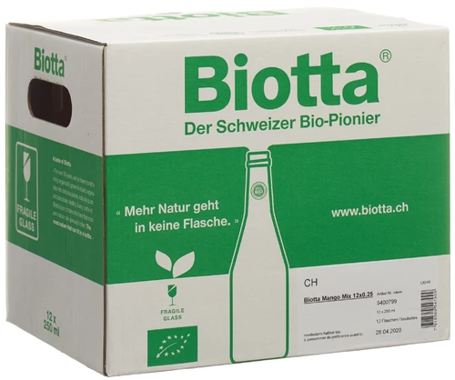 Bouteille de mélange de mangues BIOTTA 12 x 250ml