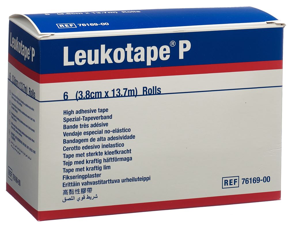 LEUKOTAPE P Bande adhésive 13.7mx3.8cm 6 pièces LEUKOTAPE P Bande adhésive 13.7mx3.8cm 6 pièces