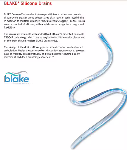 BLAKE Silicone Drainage 10 FR rond 1/8 trocart 10 pièces