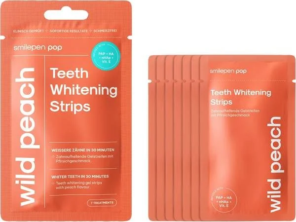 smilepen Pop Teeth Whit Strips Wi Peach 7 x 2 pièces