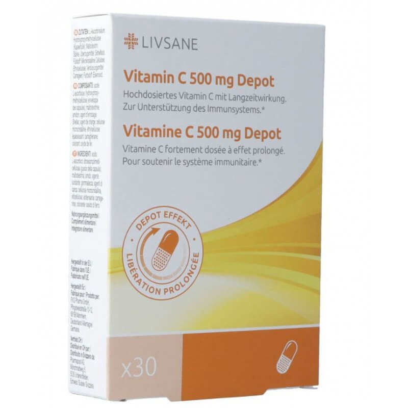 Livsane Vitamine C Depot Caps 500 mg 30 pièces Livsane Vitamine C Depot Caps 500 mg 30 pièces