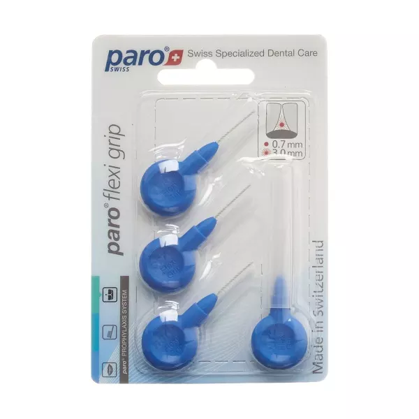 PARO Flexi Grip 3mm x-fine bleu cylindrique 4 pièces PARO Flexi Grip 3mm x-fine bleu cylindrique 4 pièces