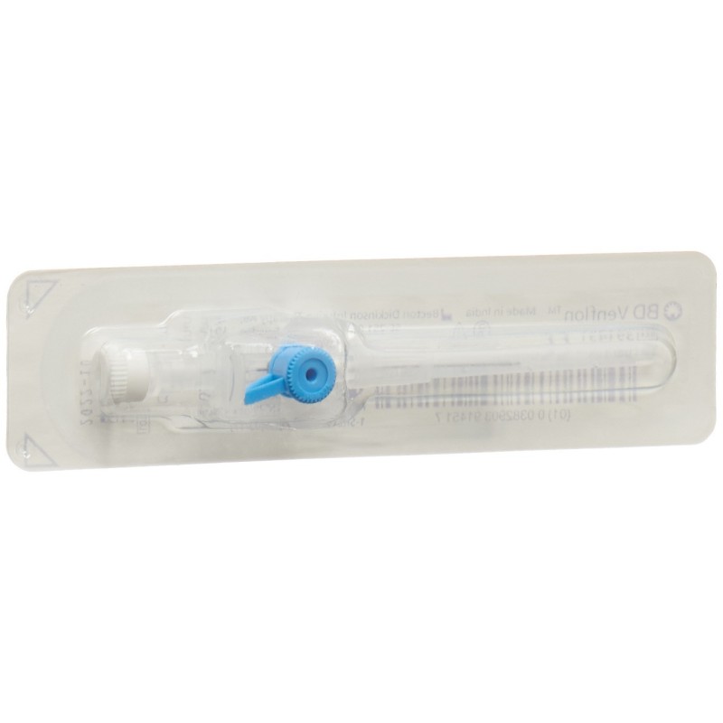 Cathéter veineux à demeure BD Venflon avec valve d'injection 22G 0.8x25mm Luer-Lok bleu 50 pièces