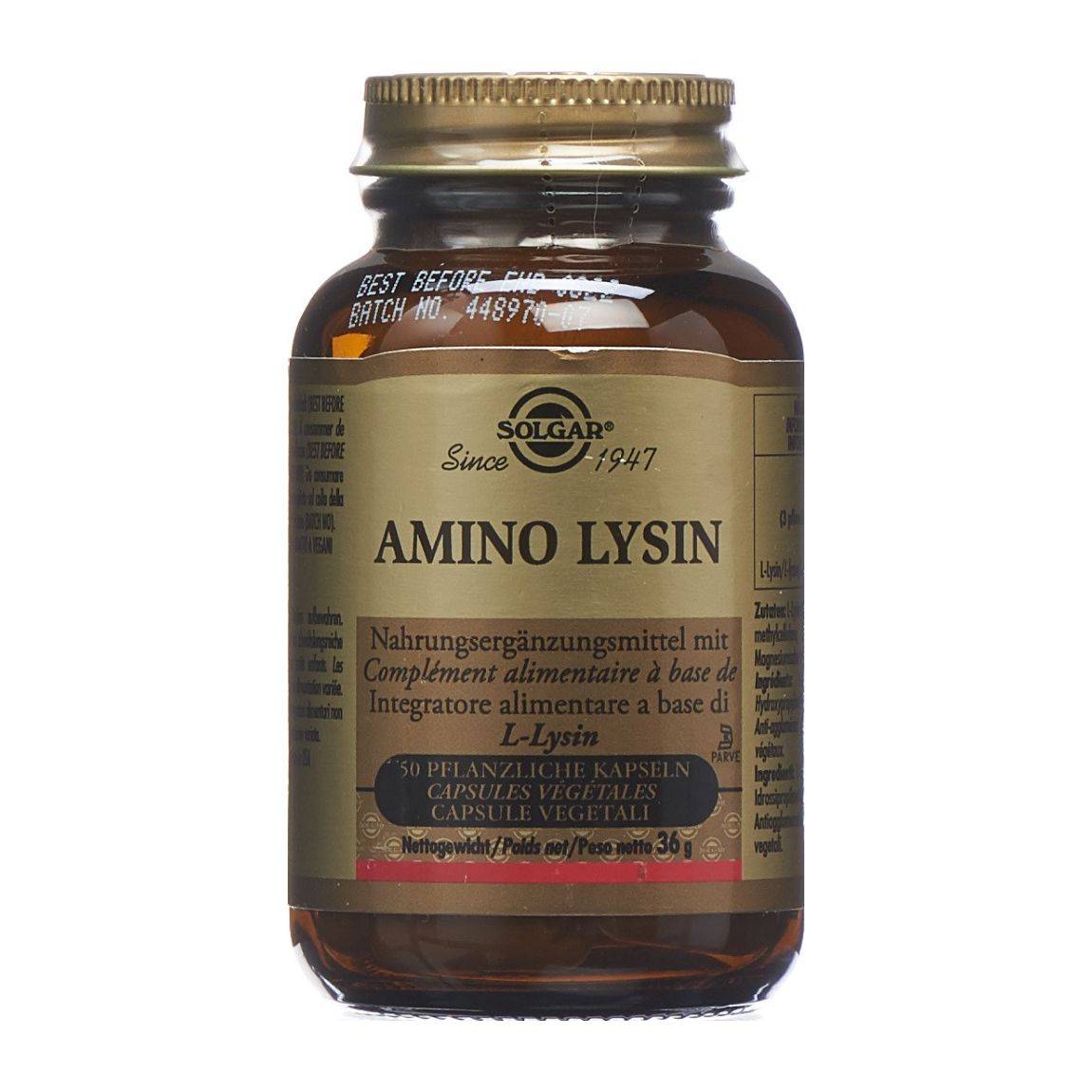 Solgar Amino Lysine en capsules 50 pièces