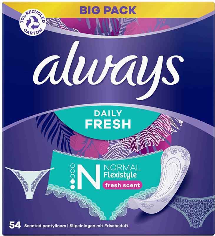 Protège-slip ALWAYS Flexi Normal Frais BigPack 54 pièces Protège-slip ALWAYS Flexi Normal Frais BigPack 54 pièces