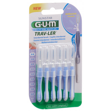 GUM Trav-Ler 0.6mm ISO 1 cylindric lila 6 pièces