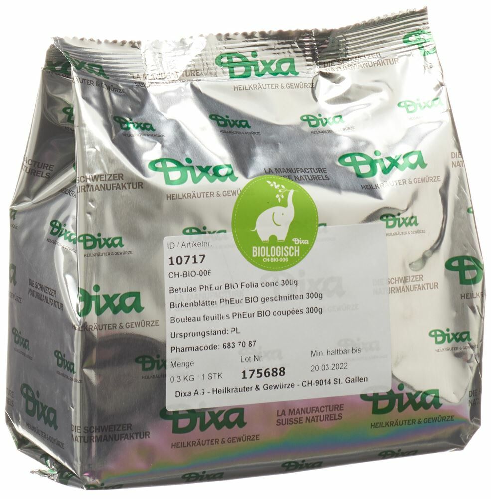 DIXA Feuilles de bouleau PhEur BIO coupées 300g DIXA Feuilles de bouleau PhEur BIO coupées 300g