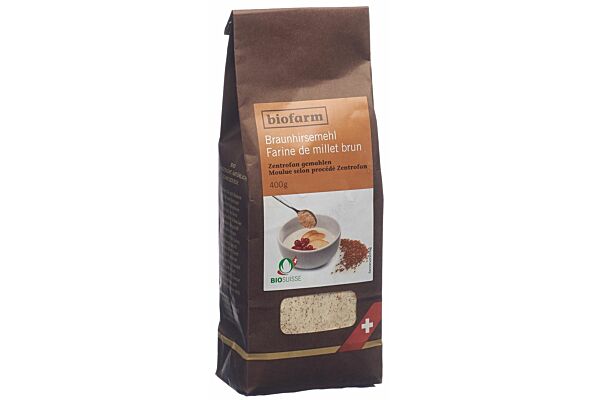 Biofarm farine de millet brun CH Bourgeon Btl 400g Biofarm farine de millet brun CH Bourgeon Btl 400g