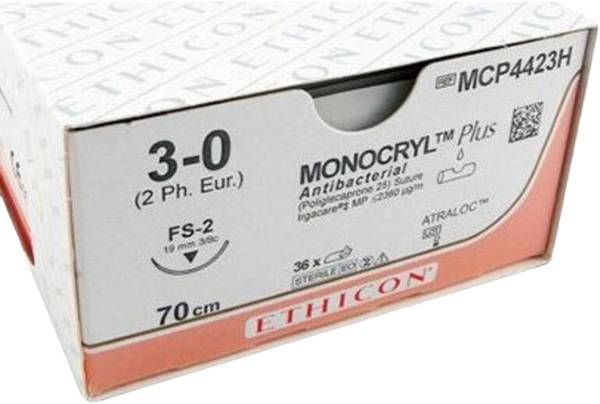 MONOCRYL PLUS 70cm non coloré 3-0 FS-2 36 pièces