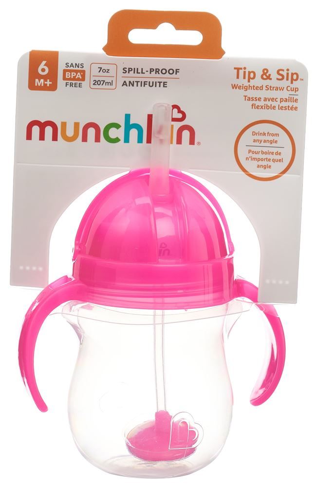 Paille MUNCHKIN Tip&Sip 207ml 6M+ Click-Lock