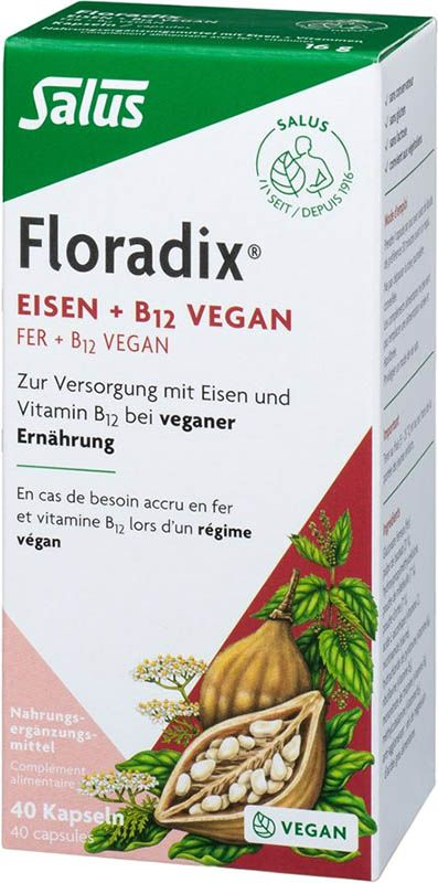 Floradix VEGAN Gélules de fer + vitamine B12 40 gélules Floradix VEGAN Gélules de fer + vitamine B12 40 gélules