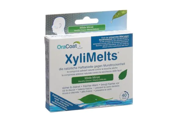 XyliMelts pastilles adhésives contre la sécheresse buccale menthe douce 40 pièces