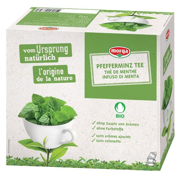 Morga Thé à la menthe m/H Bio Bourgeon Btl 50 pièces Morga Thé à la menthe m/H Bio Bourgeon Btl 50 pièces