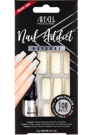 ARDELL Nail Addict Natural Multip Squ Long 108 pièces