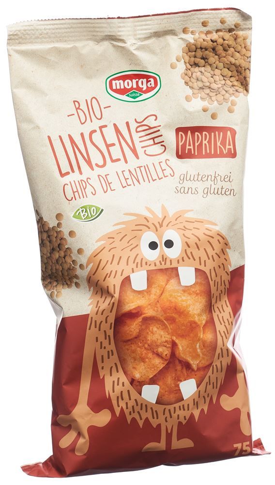 Morga Chips de lentilles au paprika bio sans gluten 75g Morga Chips de lentilles au paprika bio sans gluten 75g