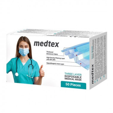 MedTex Masque médical jetable Type IIR EN14683 50 pièces