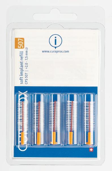 Curaprox CPS 507 Soft Implant brosse interdentaire orange 5 pièces