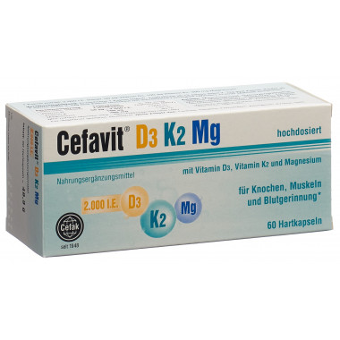 Cefavit D3 2000 K2 Mg gélules 60 pièces Cefavit D3 2000 K2 Mg gélules 60 pièces