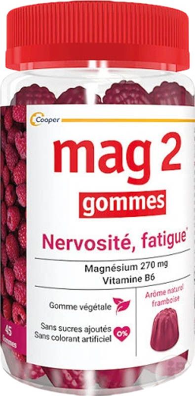 Gommes Mag 2 Nervosité & Fatigue Framboise 45 pièces