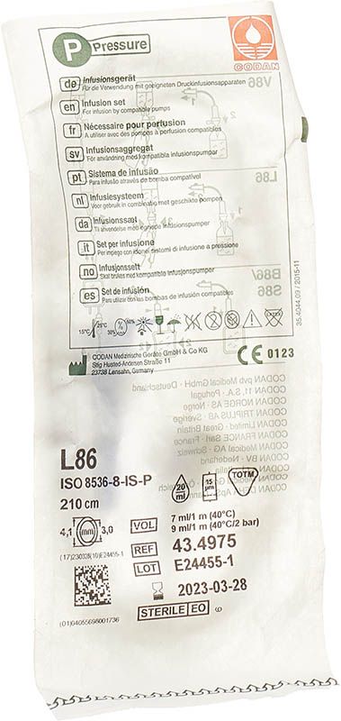 Perfuseur Codan Luer Lock 210cm L 86-P sans latex