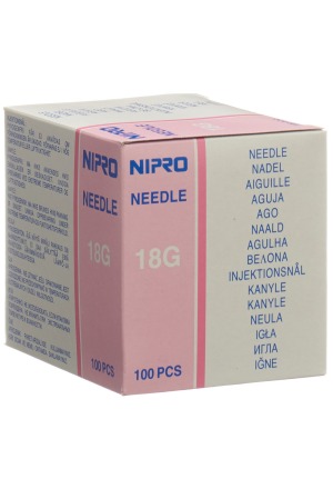 Aiguilles jetables Nipro 1.2x38mm 18Gx1 1/2" rose 100 pièces