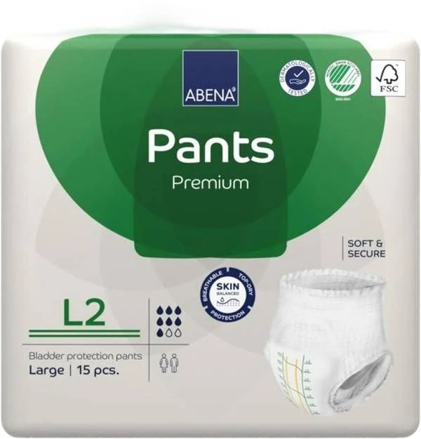 ABENA PANTS Premium L L2 vert 15 pièces