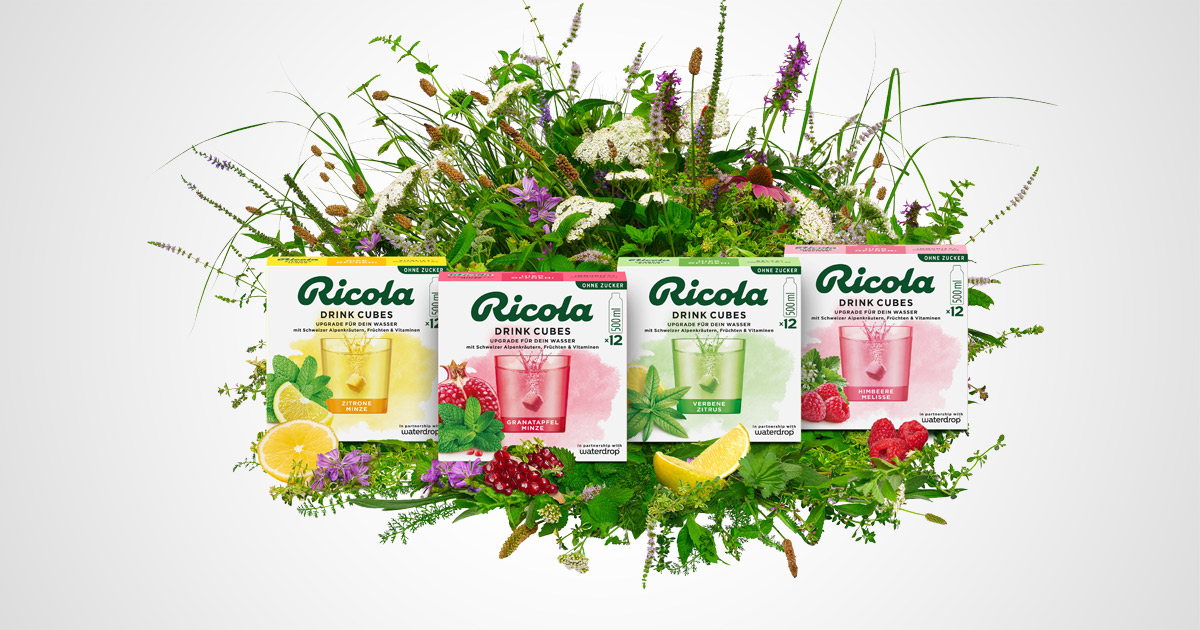 Ricola Drink Cubes Framboise Mélisse sans sucre 25.8g