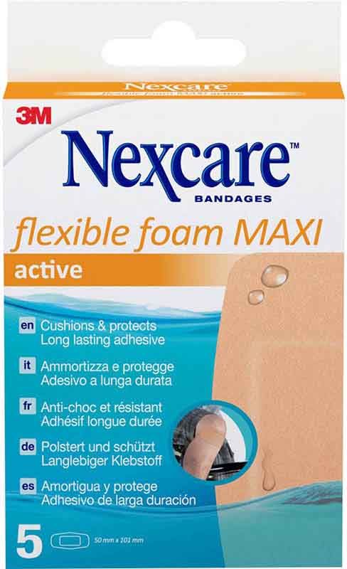 3M Nexcare Flexible Foam Maxi Active 50x101mm 5 pièces 3M Nexcare Flexible Foam Maxi Active 50x101mm 5 pièces